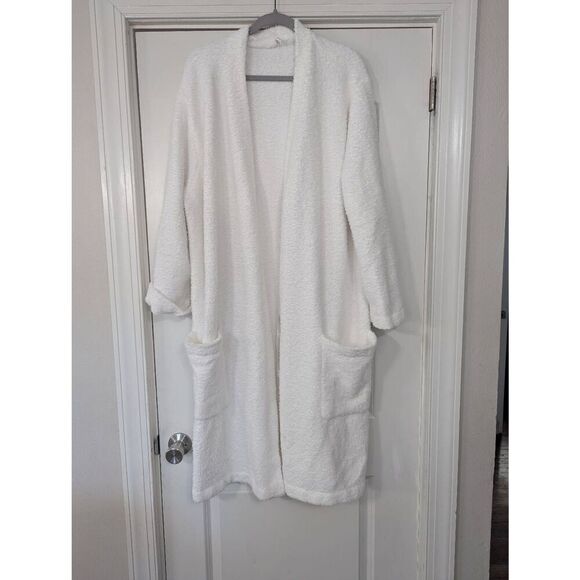 Pottery Barn Plush Robe women's size XL white long pockets teddy bath time sleep - Picture 1 of 10